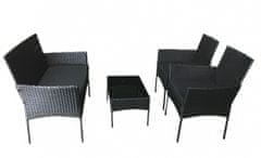 CASARREDO Vrtni set iz umetnega ratana IBIZA: 2-sed, 2 fotelja in miza, črn