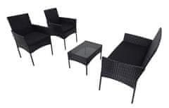 CASARREDO Vrtni set iz umetnega ratana IBIZA: 2-sed, 2 fotelja in miza, črn