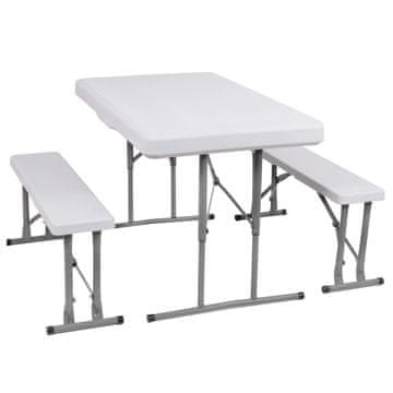 Springos Vrtna garnitura Springos za 6 oseb, 105x65 cm, bela HDPE in kovinska konstrukcija
