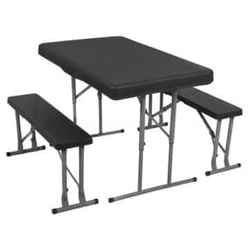 Springos Komplet vrtnega pohištva za 6 oseb 105x65 cm SPRINGOS GF0097 črna