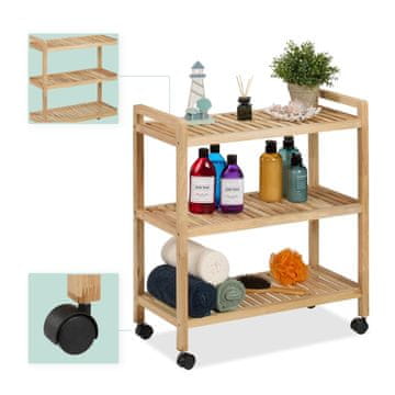 Northix Lesena Kopalniška Polica s Koleščki, 3 Nivoji za Shranjevanje