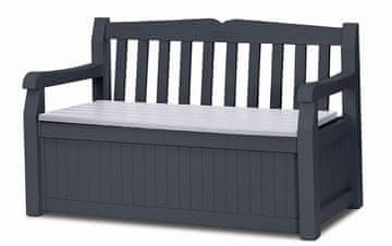 KETER Vrtna klop Keter Eden Garden Bench z zabojem 265 L, siva, nosilnost 350 kg