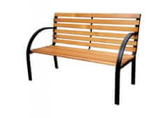 eoshop Vrtna klop z naslonjalom 122 x 60 x 79 cm, jeklo in FSC les, črna/naravna