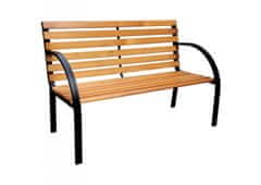 eoshop Vrtna klop z naslonjalom 122 x 60 x 79 cm, jeklo in FSC les, črna/naravna