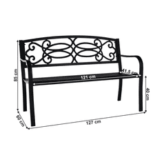 eoshop Vrtna klop VENDA, črna jeklena, 127 x 60 x 85 cm, nosilnost 170 kg