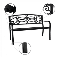 eoshop Vrtna klop VENDA, črna jeklena, 127 x 60 x 85 cm, nosilnost 170 kg