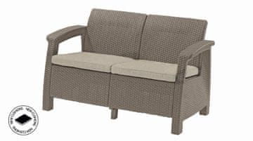 KETER Vrtna dvosedna kavč Keter Corfu Love Seat, cappuccino, imitacija ratana