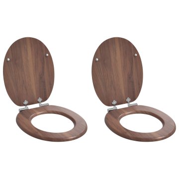 Toaletni pokrov s tiho zaporo 2 pcs Rjava 44 x 38 cm MDF plošča