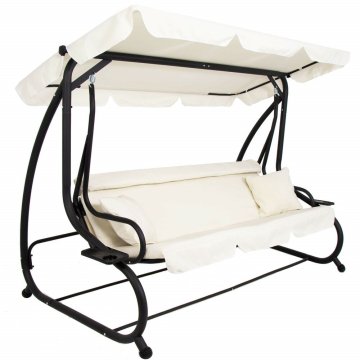 Springos Vrtna gugalnica SPRINGOS BOHEMA za 4 osebe, kremna barva, z odstranljivo mrežo proti komarjem