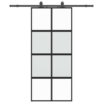 Drsna vrata z opremo črna 90x205 cm kaljeno steklo