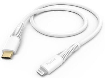 Hama HAMA polnilni/podatkovni kabel, fleksibilen, USB-C - Lightning, C94, 1,5 m, bel