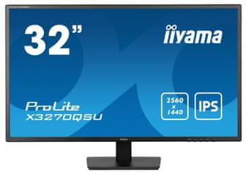 iiyama Monitor ProLite X3270QSU-B1 32 wqhd ips 3ms 100Hz črne barve