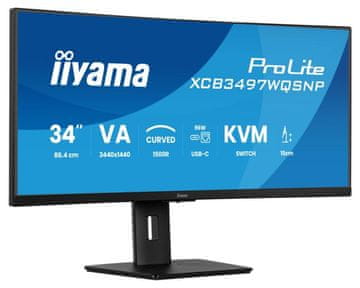 iiyama Monitor ProLite XCB3497WQSNP-B1 34 uwqhd VA 0.4ms 120Hz FreeSync Premium črne barve