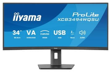 iiyama Monitor ProLite XCB3494WQSU-B1 34 uwqhd VA 0.4ms 120Hz FreeSync Premium črne barve