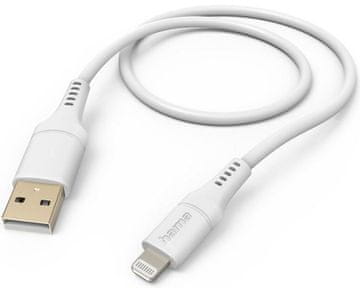 Hama Polnilni/podatkovni kabel, fleksibilen USB-A - Lightning, 1,5 m, bel