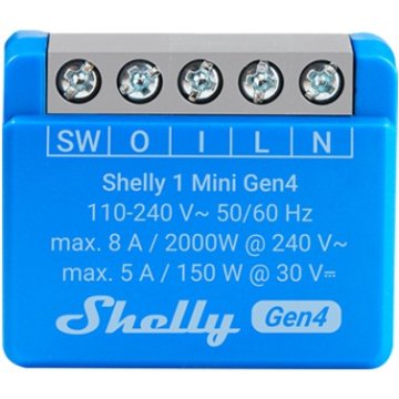 Shelly rele 1 Mini Gen4 WLAN BT maks. 8A 1-kanalni WLAN Matter Zigbee Bluetooth vgradni