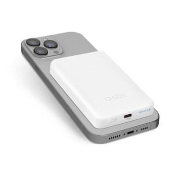 SBS Brezžična magnetna prenosna baterija SBS 5000 mAh bela TEBB5000MAG1CW