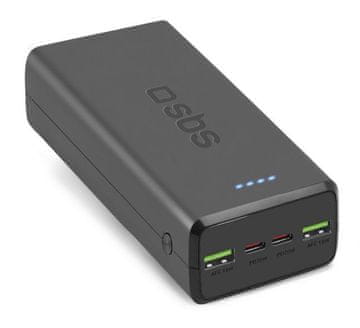 SBS Prenosna baterija 30000mAh 2xUSB-C 2xUSB-A črne barve TTBB30000PD20K