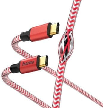 Hama HAMA polnilni/podatkovni odsevni polnilni in sinhronizacijski kabel USB-C - 1,5 m, rdeč