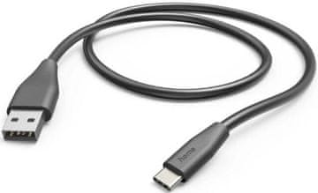 Hama HAMA polnilni/podatkovni kabel USB-A - USB-C 1,5 m črne barve