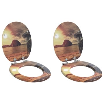 Toaletni pokrov s tiho zaporo 2 pcs Oranžna 44 x 38 cm