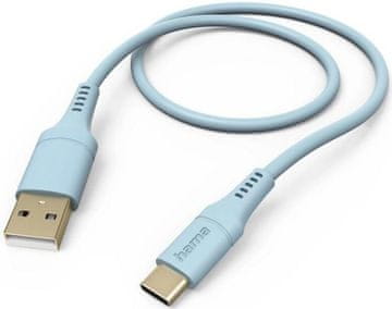 Hama Polnilni/podatkovni kabel, fleksibilen, USB-A - USB-C, 1,5 m, moder