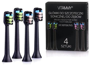 Vitammy VITAMMY TOW014963 Glave za zobno ščetko Symphony, 4 kosi, črne