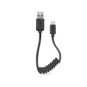SBS SBS USB-C kabel tipa C 0,5 m, spiralni, črne barve