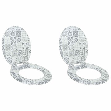 Toaletni pokrov s tiho zaporo 2 pcs Modra in bela porcelana