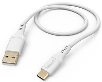 Hama HAMA polnilni/podatkovni kabel, fleksibilen, USB-A - USB-C, 1,5 m, bel