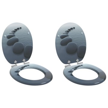 Toaletni pokrov s tiho zaporo 2 pcs Siva 44 x 38 cm MDF plošča