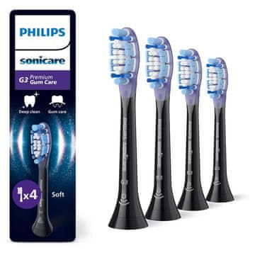 shumee PHILIPS SONICARE Premium Gum Care HX9054/88 Nastavki za zobno ščetko, 4 kosi, črne barve