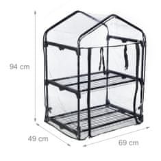 Northix Rastlinjak z 2 policama, plastični šotor, kompaktna zasnova, 100 x 50 x 150 cm