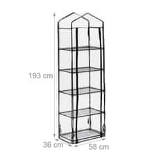 Northix PVC rastlinjak, 5 polic, kompaktna zasnova, rolo vrata, prozorna plastika
