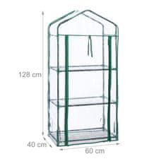 Northix Rastlinjak balkon 3 police, kompaktna zasnova, prozorna plastika, rolo vrata