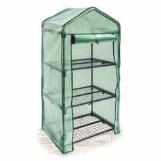 Northix Rastlinjak z mrežasto armirano PE folijo, nastavljive zadrge, stabilne police, kompaktna zasnova