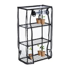 Northix Rastlinjak s 3 policami za balkon, kompaktna zasnova, rolo vrata, prozorna plastika