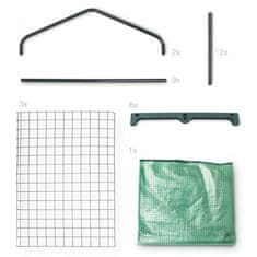 Northix Rastlinjak z mrežasto armirano PE folijo, nastavljive zadrge, stabilne police, kompaktna zasnova