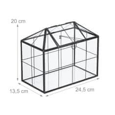 Northix Terarij za sobne rastline - stekleni rastlinjak v obliki hišice, kompaktna zasnova