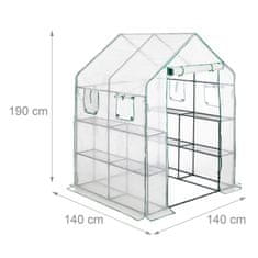 Northix Vhodni rastlinjak s 4 okni, jeklena cev, vremensko odporna folija, sistem polic