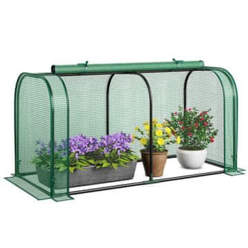 Northix Mini rastlinjak 2 v 1, zložljiva vrata na zadrgo, PE pokrov, kovinski okvir