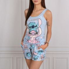 Disney DISNEY Stitch Angel Modra ženska pižama, dvodelna poletna pižama z naramnicami, 100% bombaž OEKO-TEX M