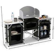 GARDEN LINE Prenosna kamping kuhinja, zložljiva potovalna omarica z vrečko 175x40x111cm