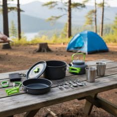 GARDEN LINE Komplet potovalnega posodja, kamping komplet, lonec, čajnik, jedilni pribor v torbi 18in1