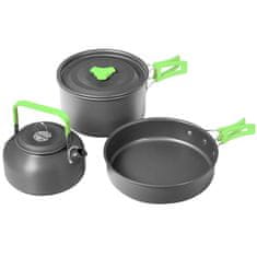 GARDEN LINE Komplet potovalnega posodja, kamping komplet, lonec, čajnik, jedilni pribor v torbi 18in1