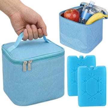 GARDEN LINE Modra termo torba 17x17x15cm 4L z dvema hladilnima vložkoma, izolirana torba za malico, posoda za malico