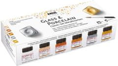 Rayher.	 Barve za steklo in porcelan set 6x20 ml kovinske barve