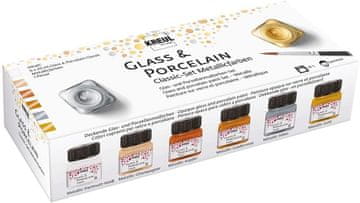 Rayher.	 Barve za steklo in porcelan set 6x20 ml kovinske barve