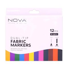 Rayher.	 NOVA flomastri za tekstil z dvema konicama set 12