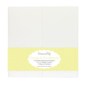 Rayher.	 Kuverte+Vizitke, Set 10+10, Bele - TRIFOLD 15,2x15,2 cm